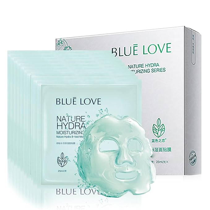 BLUE LOVE 40-Pack Hydrating Facial Masks for Women & Man – Moisturizing Sheet Masks for All Skin Types – Ultimate Skincare Mask Set for Radiant Skin