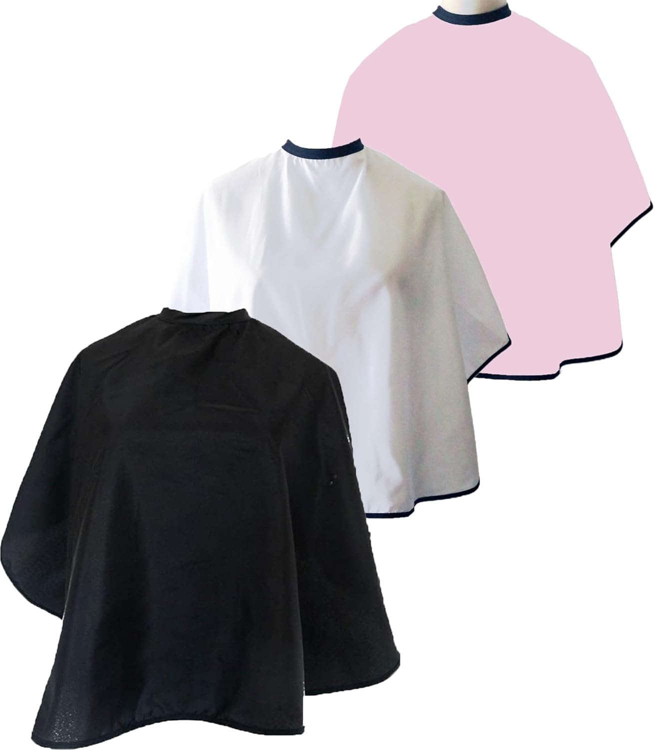 Hair Color Cape Makeup Haircut Salon Hairdresser Shampoo Capes Cutting Barber Cape for Men,Women,Clients (3 PCS, Black+White+Pink)