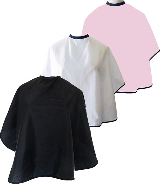 Hair Color Cape Makeup Haircut Salon Hairdresser Shampoo Capes Cutting Barber Cape for Men,Women,Clients (3 PCS, Black+White+Pink)