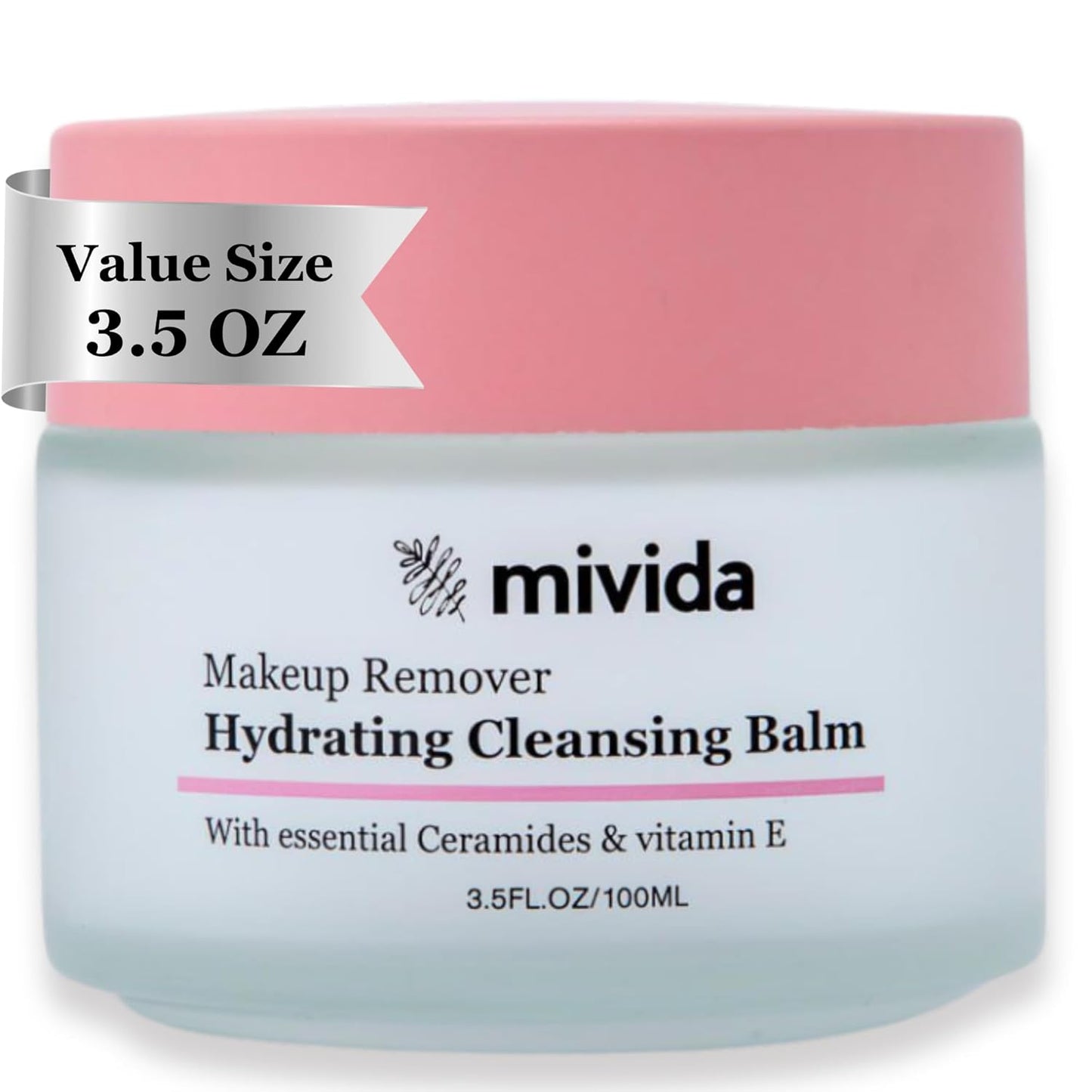 mivida Makeup Melting Cleansing Balm, Waterproof Makeup Remover with Ceramides, Vit E & Hyaluronic-Acid, Hydrating and Gentle Cleanser for Norished Skin, value Size 3.5 fl oz