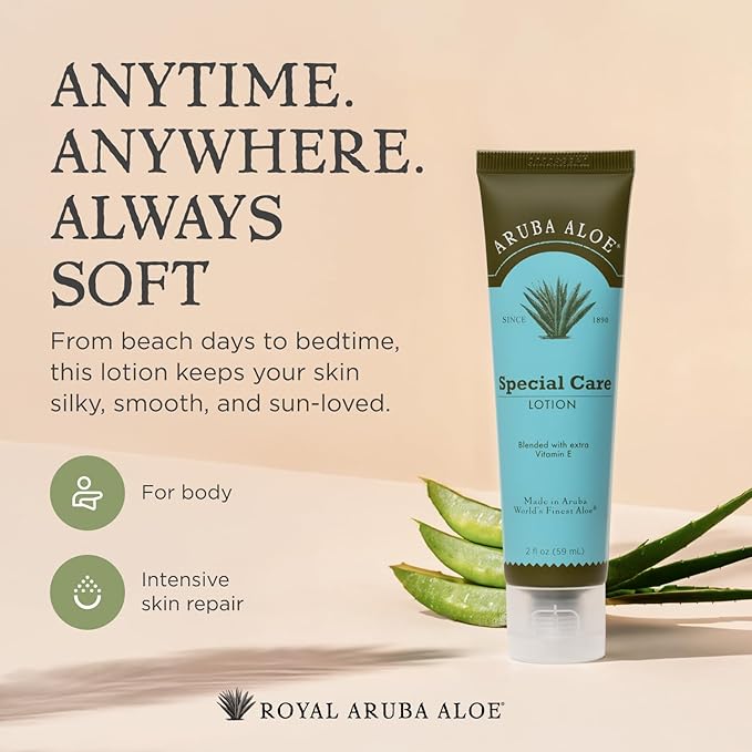 Aruba Aloe Special Care Lotion - Hydrating and Soothing for Dry and Sensitive Skin - 2 Oz Tube