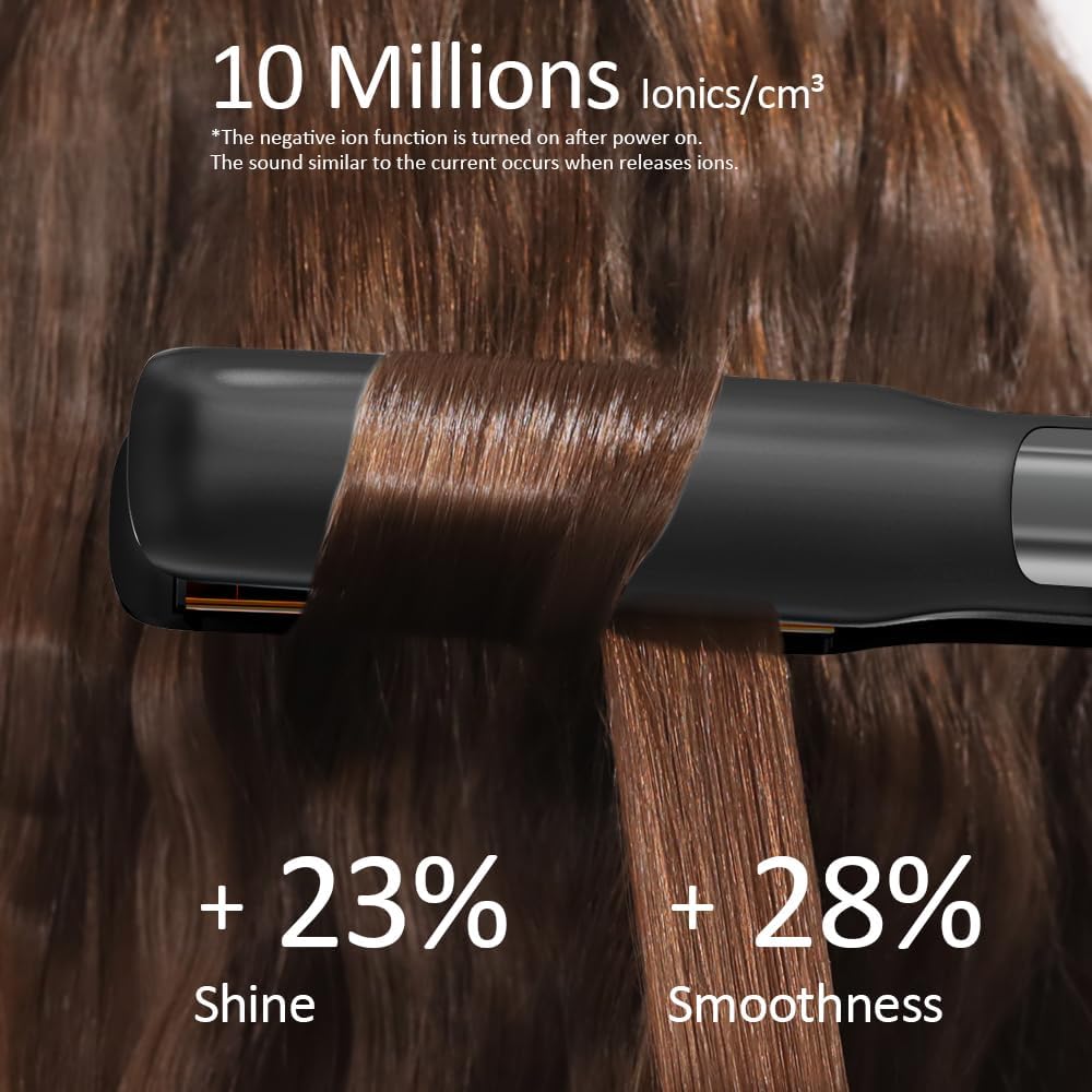 Faszin Professional Hair Straightener, 1.18 inch Ionic Titanium Plate, 20S Fast Heat Up Flat Iron with Clear LED Display, 2 in 1 Straightener and Curler Styling Tool for Straighten Hair (Black)