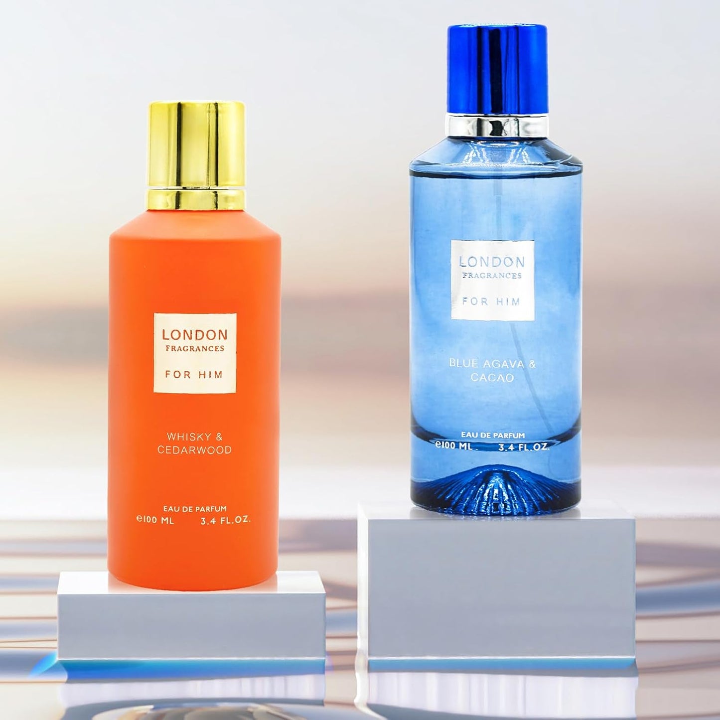 London Fragrances Blue Agava Cacao - Warm Spicy Scent Cologne for Men - Perfume for Men with Notes of Cacao and Rose - 3.4 oz EDP Spray