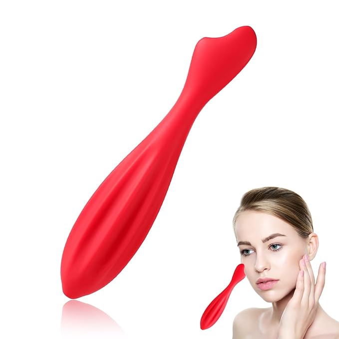 Silicone Facial Roller, Face Massage Roller Facial Roller Massager Eye Skin Care Tools Facial Massage Tool Face Massage Stick for Women Body Face (Rose Red)