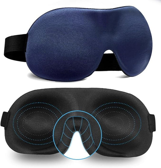 Sleep Mask Invisible Alar Deep Orbit 3D Eye Mask Ultra Lightweight & Comfortable Sleeping Mask for Travel, Nap, Shift Works,XL Deep Blue