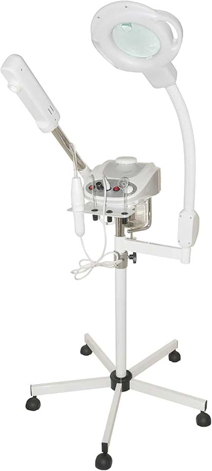 3-in-1 Facial Steamer with High Frequency, 3 Electrodes, 5 Diopter Magnifying Lamp, Silent Timer & Aromatherapy