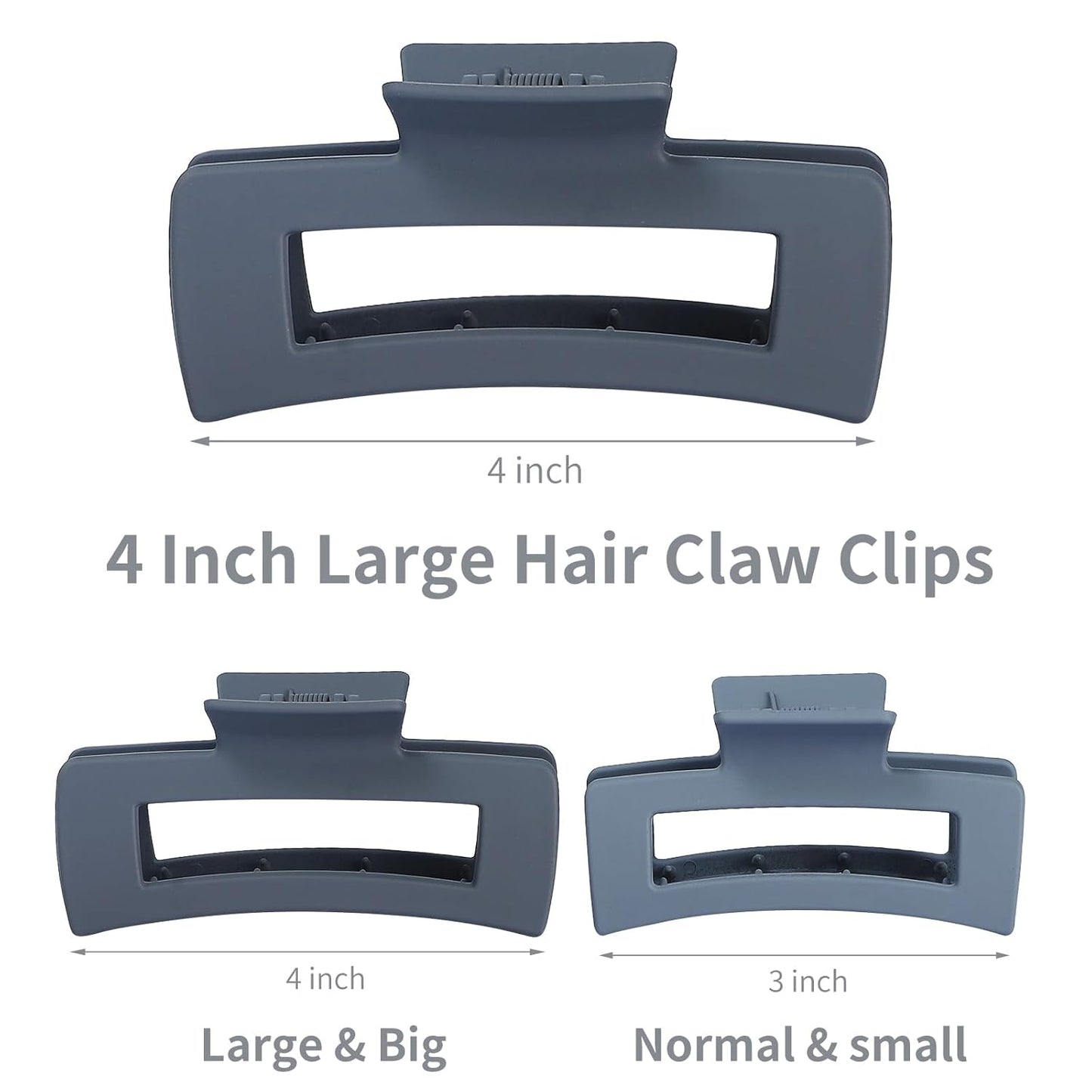 Large Square Jumbo Hair Clips - 4.1 Inch Big Jaw Clips for Thick Hair, 12 Pcs Bulk Accessories for Women and Girls - Neutral