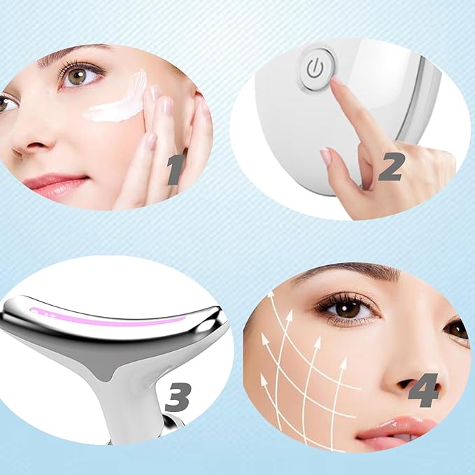 Facial and Neck Massager, Multi-Mode Adjustabl, Facial Shaping Tool, Can Be Used with Lotion to Improve Skin Condition (White)