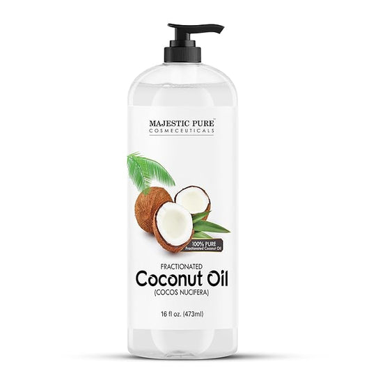 Majestic Pure Fractionated Coconut Oil - Relaxing Massage Oil, Liquid Carrier Oil for Diluting Essential Oils - Skin, Lip, Body & Hair Oil Moisturizer & Softener - 16 fl oz