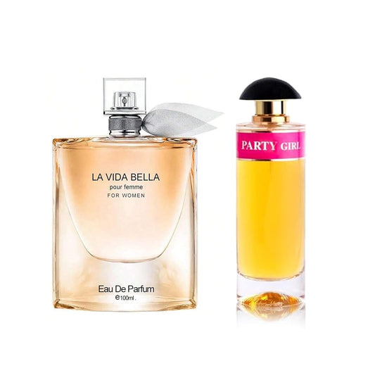 Women's Perfume La Vida Bella& Party Girl Combo Set Eau De Parfum Long Lasting Fragrance 3.4 Fl Oz Spray Each for Daily Used