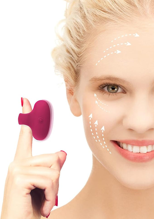 Handhold Portable Facial Mini Massage Ball, Quiet Waterproof USB Rechargeable Powerful Multifunctional Vibrating Travel Pocket Face Eye Finger Joint and Neck Jaw Massager (Deep Rose)