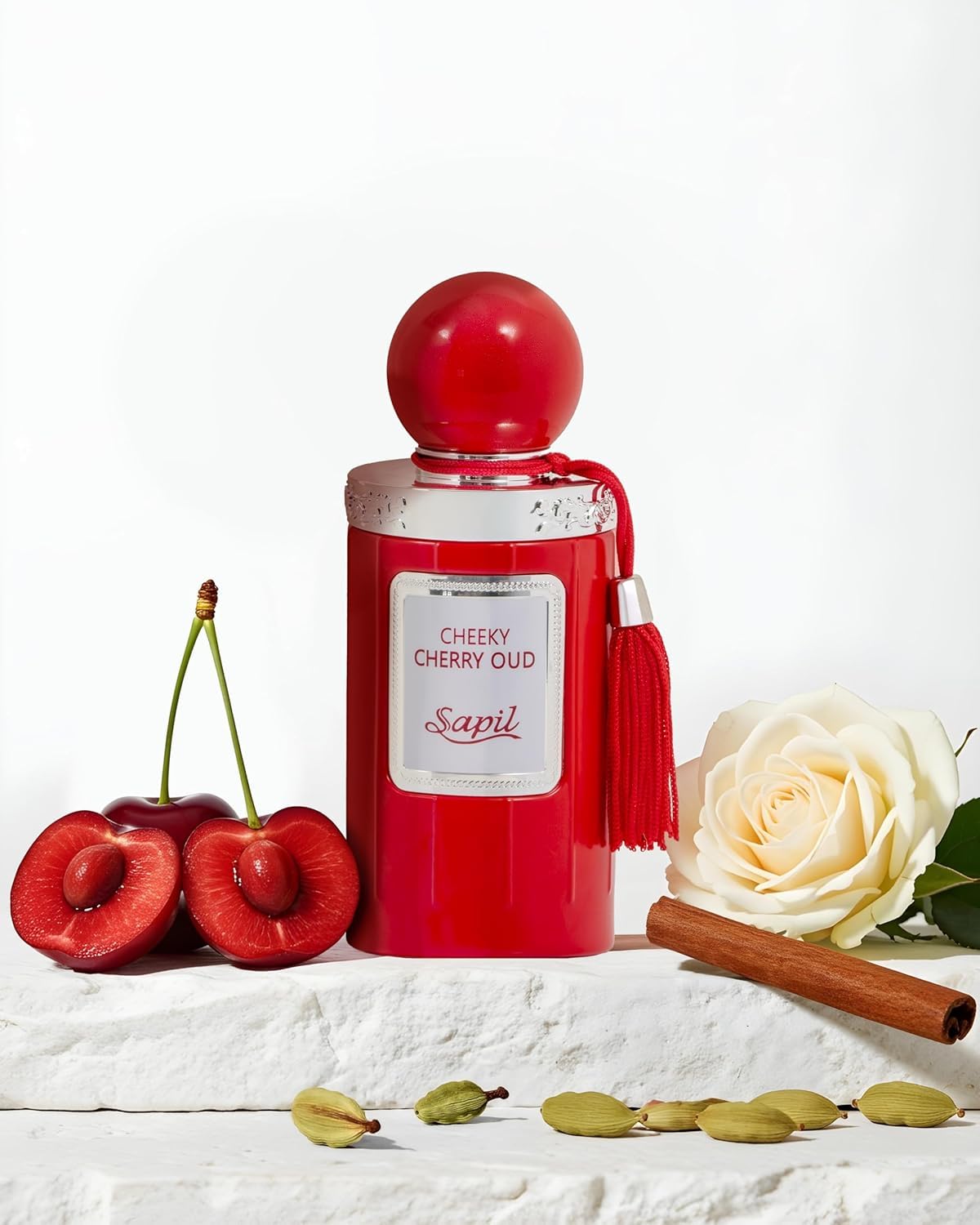 Sapil Cheeky Cheery Oud Unisex Eau De Parfum - Spicy Cherry & Rose Blend with Oud Twist - Long Lasting Niche Perfume for Men & Women - 3.38 oz