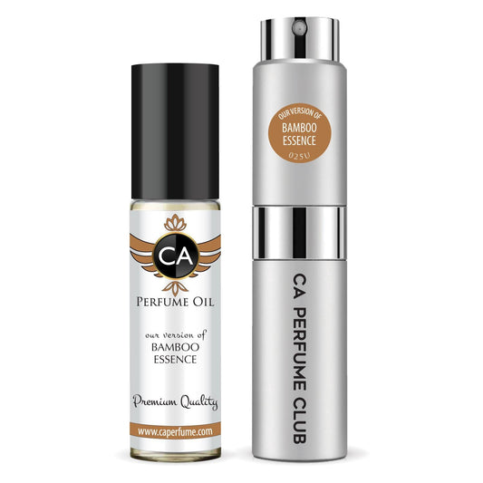 CA Perfume Duo Impression of Bamboo Essence For Women And Men Perfume Layering Set Long Lasting Travel Size EDP + Body Oil Roll-On Bottle 0.27 Fl Oz+0.33 Fl Oz