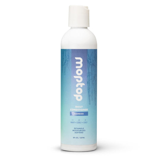 MopTop Daily Curly Hair Conditioner – Silicone & Sulfate Free Conditioner Helps Restore Dry Damaged Hair & Reduce Frizz, Paraben Free Natural Hair Products for All Hair Types (Bamboo, 8 oz)