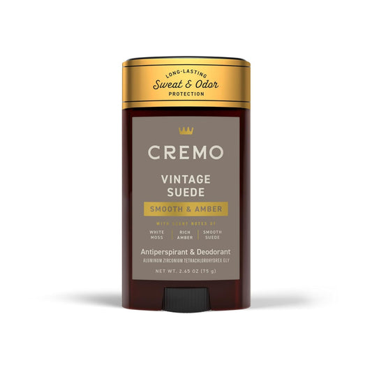 Cremo Vintage Suede Antiperspirant & Deodorant for Men, 48-hour Sweat and Odor Protection, 2.65oz
