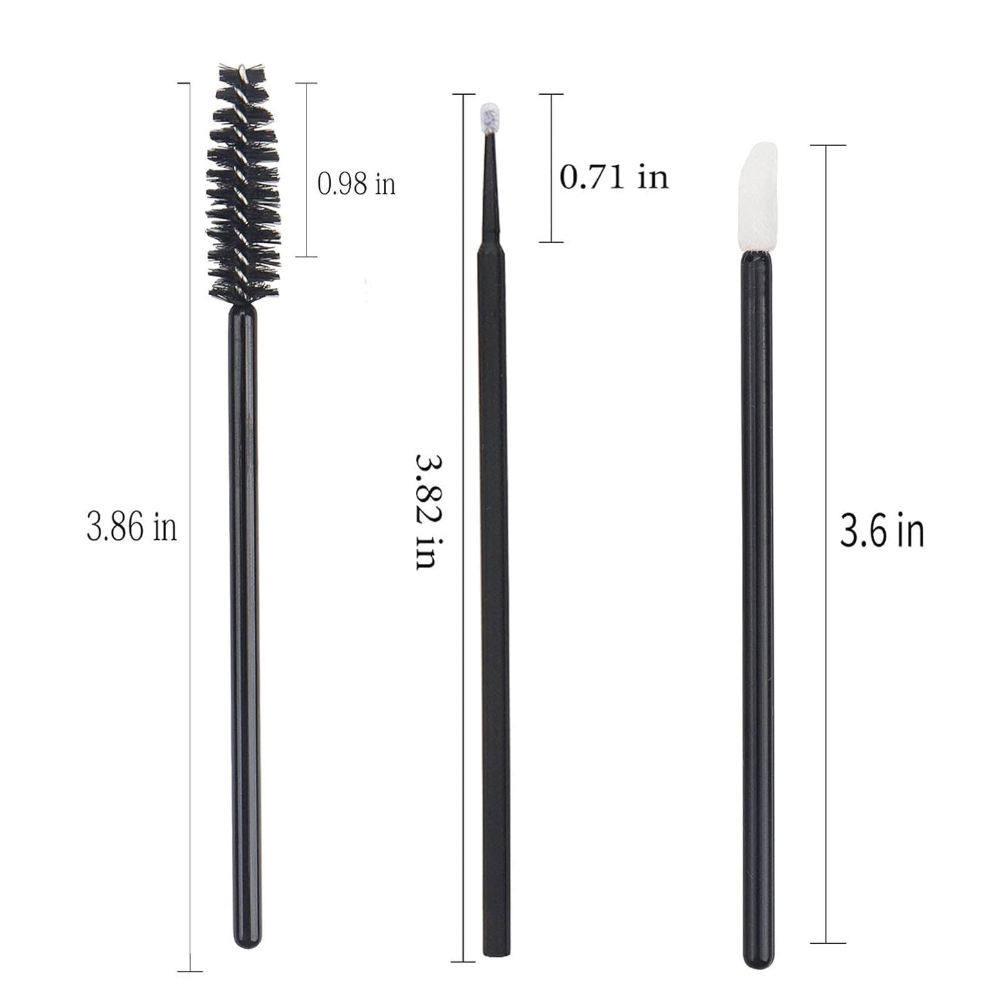 300 PCS Eyelash Extension Supplies Kit,Disposable Lash Spoolies Brushes Micro Swab Brushes Mascara Wand Lip Brushes for Eyelash Extension Tattoo Lipstick Applicator (Black)