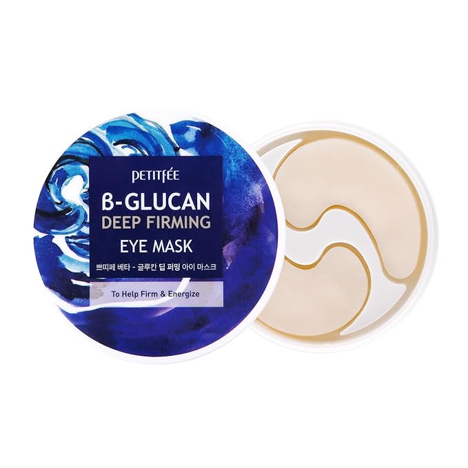 B-Glucan Deep Firming Eye Mask 60 Pieces (30pairs) - Mushroom Eye Patch, Soft Bamboo Sheet Mask, Skin Firming & Revitalizing, Madecassoside, Green Tea Leaf Extract, Beta Glucan, Witch Hazel Extract