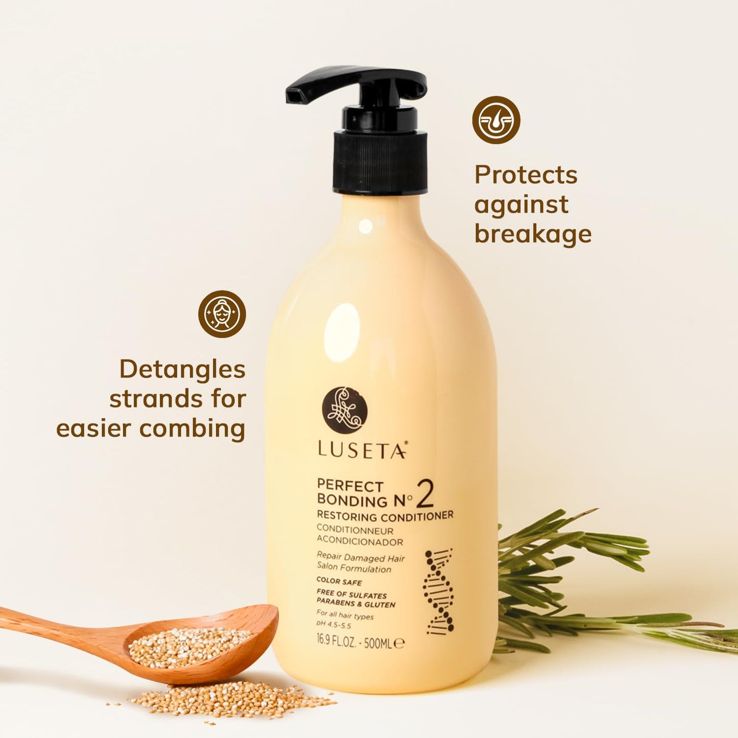 Luseta Salon Shampoo and Conditioner Set with Rosemary Oil, Acidic Bonding, Shampoo and Conditioner Sulfate Free for Women Hair Care, Repair Routine Shampoo and Conditioner for Hair Loss 2x16.9 oz