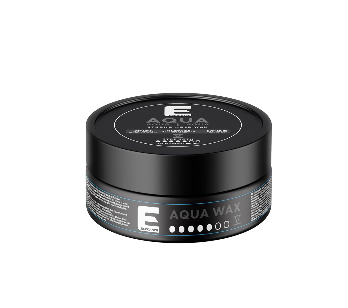 E Elegance Hair Products - Aqua Hair Styling Wax - V Strength – Strong Hold, High Shine, Wet Look, Grey/4.73 oz