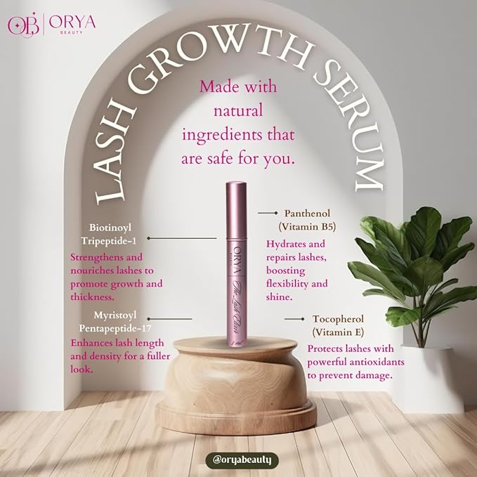 ORYA BEAUTY - Advanced Eyelash Growth Serum - Boosts Length, Thickness, & Strength with 100% Natural, Vegan Ingredients - Nourishes, Strengthens, & Irritation-Free Lashes for Fuller, Healthier Look