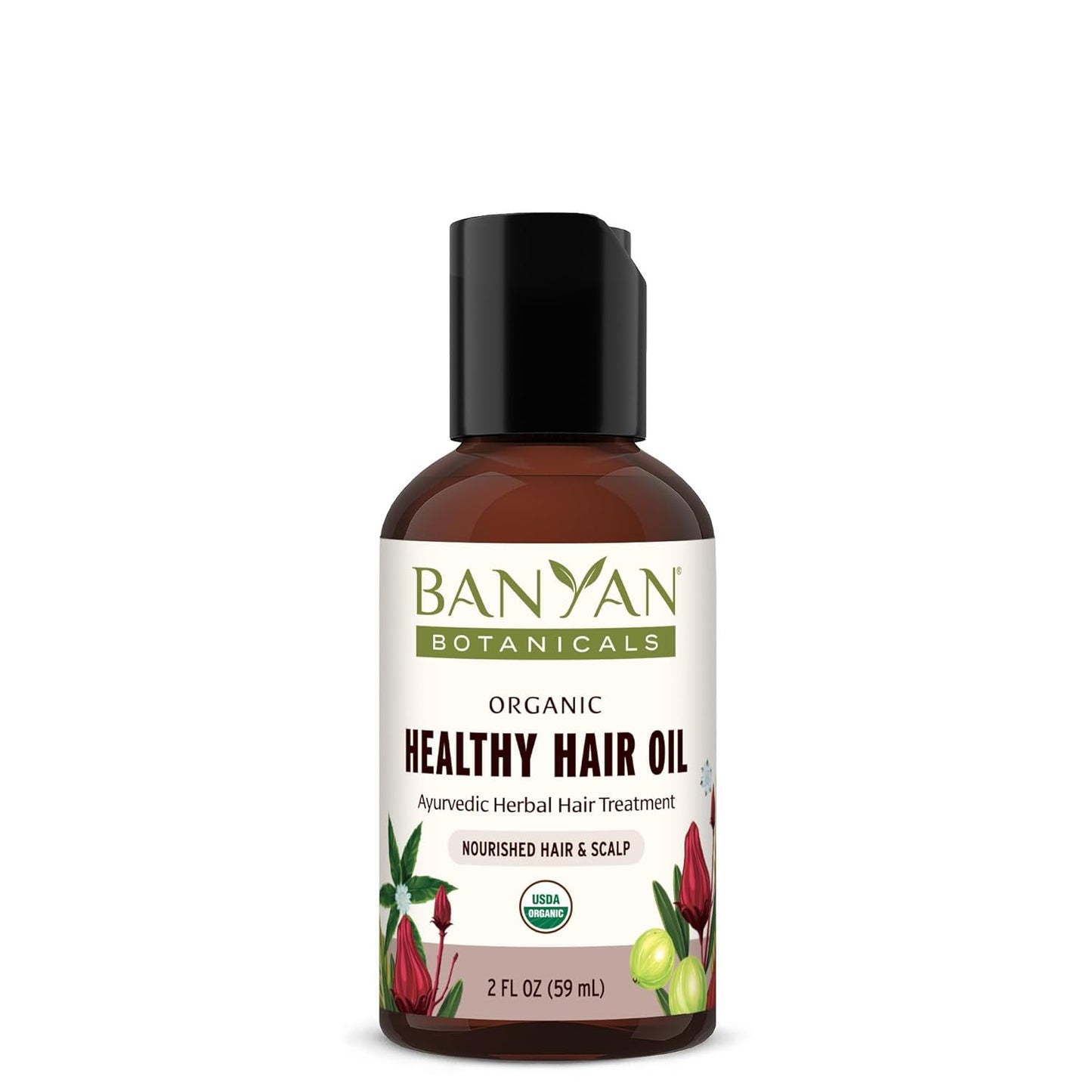 Banyan Botanicals Bhringaraj & Amla Organic Hair Oil - Ayurvedic Scalp & Hair Treatment for Thick, Lustrous Locks - All Hair Types - 2 oz. - Non-GMO, Sustainably Sourced