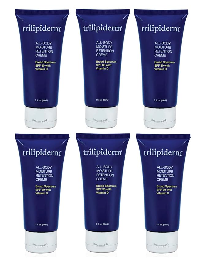 Trilipiderm 3oz TSA Travel Size 6-Pack All-Body Moisturizer with SPF 30 for Body, Face, Hands, & Feet