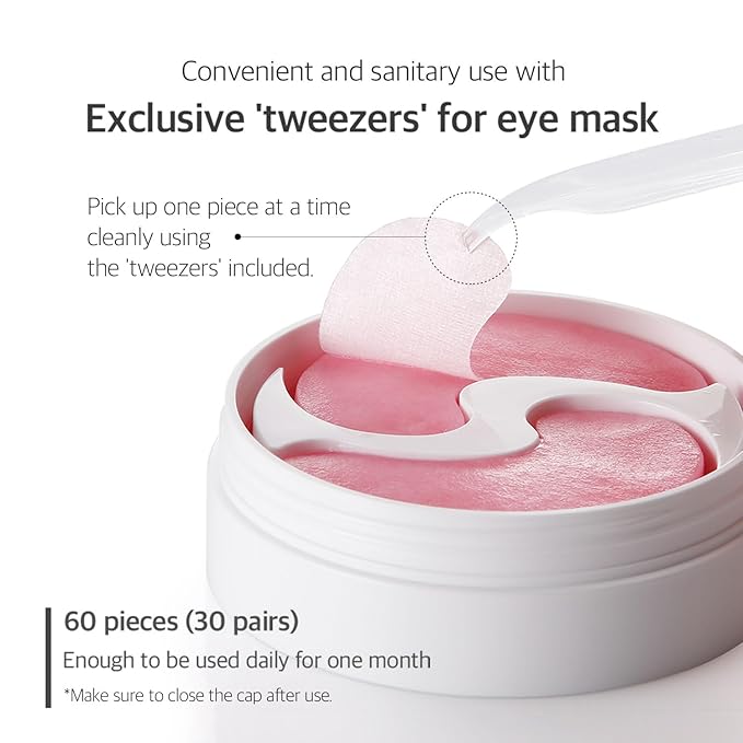 Pink Vita Brightening Eye Mask 60 Pieces (30pairs) - Rose and Vitamin B Eye Patch, Soft Bamboo Sheet Mask, Evens Skin Tone, Rose Extract, Vitamin Tree Extract, Radish Extract, Beet Root Extract