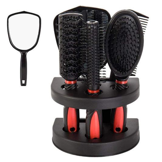 Set of 5 Hair Combs Set Professional Salon Hair Cutting Brushes Sets Salon Hairdressing Styling Tool Mirror And Holder Stand Set Dressing Comb Kits for