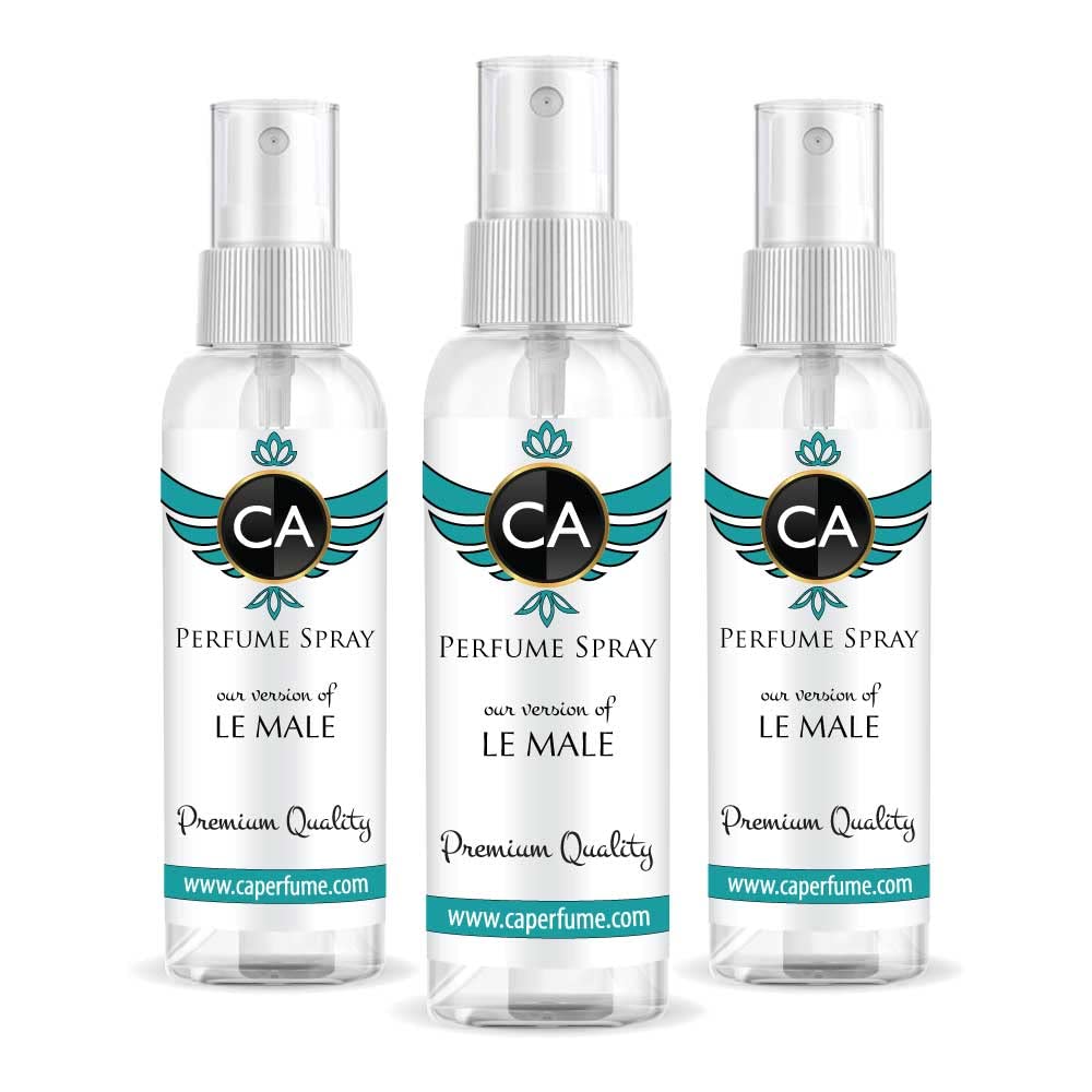 CA Perfume Eco Refill Impression of Le Male For Men Cologne Eau de Parfum Spray Refillable Bottle 2 Fl Oz/60ml-X3