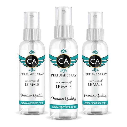 CA Perfume Eco Refill Impression of Le Male For Men Cologne Eau de Parfum Spray Refillable Bottle 2 Fl Oz/60ml-X3