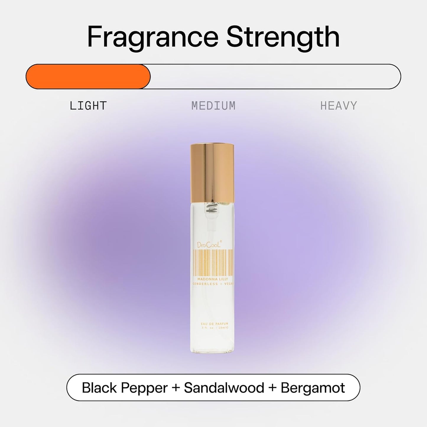 DedCool Eau de Parfum (Madonna Lilly - 0.5 fl oz) With Notes of Black Pepper, Sandalwood, Bergamot, Perfume for Men and Women, Luxury Fragrance, with Essential Oils, Non-Toxic, Fragrance For All