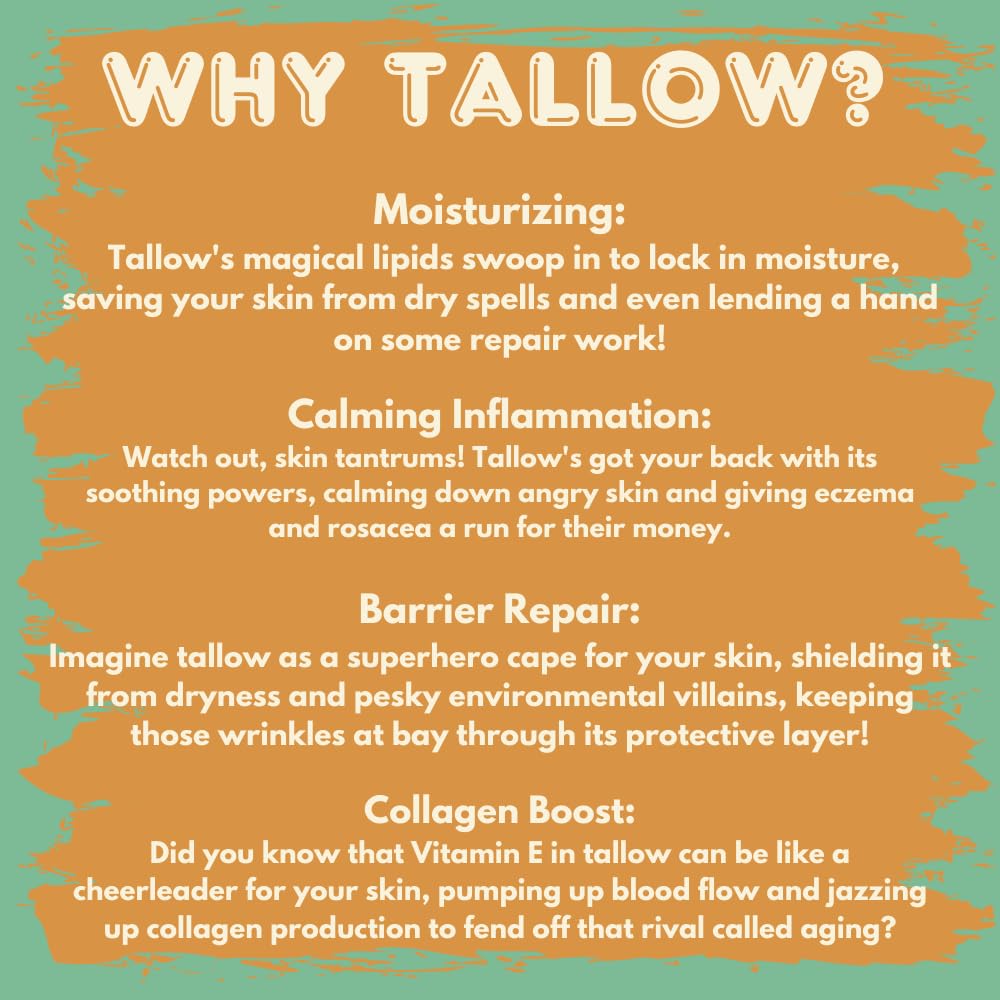 Grass-Fed Tallow Lip Balm with Organic Beeswax - Crafted With Only 2 Ingredients To Lock In Soothing Moisture (Unscented) - 2 Pack