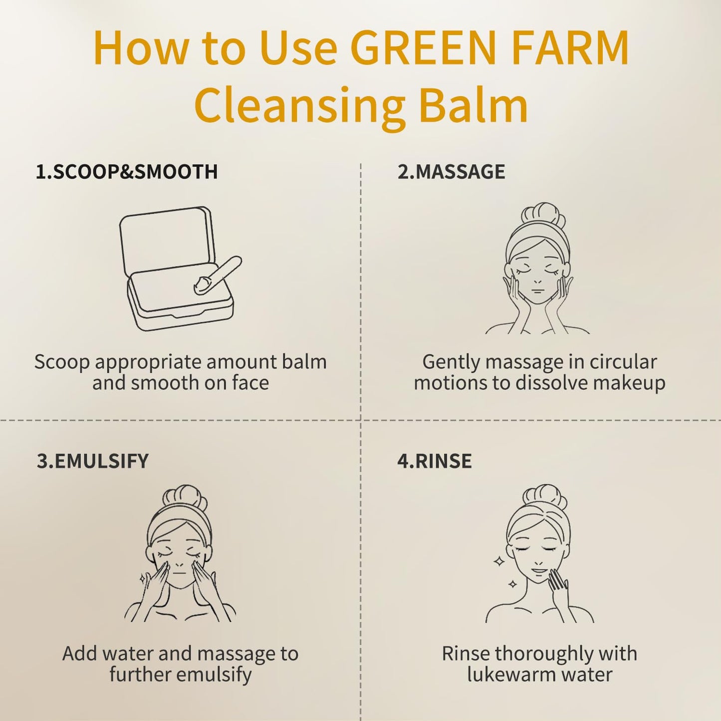 Makeup Remover Cleansing Balm - Waterproof Makeup Remover Balm with Sea Buckthorn Oil, Instantly Melts Waterproof Mascara & Long-Wear Makeup, No Residue