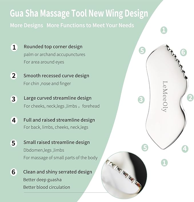 Face Roller Massager Skin & Gua Sha Facial Tools Stainless Steel, Facial Massage Skin Care for Face Neck Body, Reduce Puffiness Remove Wrinkles, Valentines Gift for Women