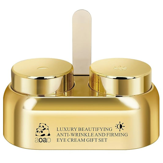 AOAO Luxury Day & Night Eye Cream Gift Set – Anti-Aging & Firming Eye Cream with Peptides, Niacinamide, Caffeine & Hyaluronic Acid for Dark Circles, Wrinkles, Puffiness – 15ml/0.507fl.oz