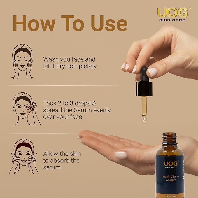 UOG Super Vitamin C Face Serum - Anti-Aging, Hydrating & Firming Formula, Lifts & Firms Face, Neck, Jawline, Reduces Dark Spots, Age Spots, Fine Lines, Wrinkles, Even Skin Tone.1 Fl Oz