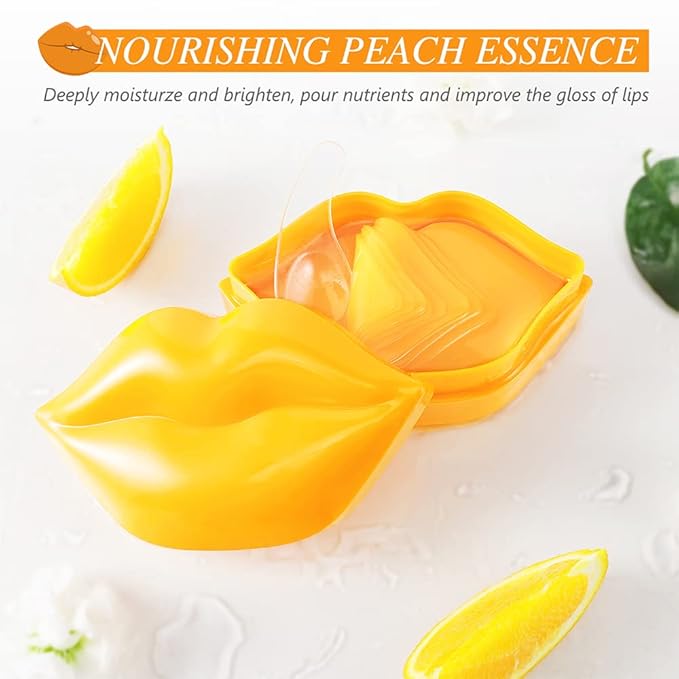 Charm Kiss 20Pcs Moisturizing Lip Mask, Lip Sleep Mask Reduces Lip Lines and Restores Moisture, Lip Mask Effectively Nourishes the Lip Skin, Gel Treatment Lip Masks Plumping Lips Mask Lip Care Products (Golden)