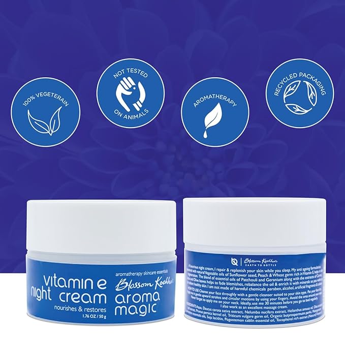 Vitamin E Night Cream | Hydrating & Nourishing Moisturizer | Restores & Revitalizes Dry, Dull Skin | Anti-Aging & Wrinkle Care | Non-Greasy Formula | 1.76 Oz (50g)