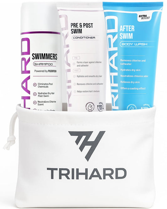 Complete Chlorine Removal Bundle By TRIHARD | Shampoo, Conditioner, Body Wash | Ultimate Pre & Post Swim Care