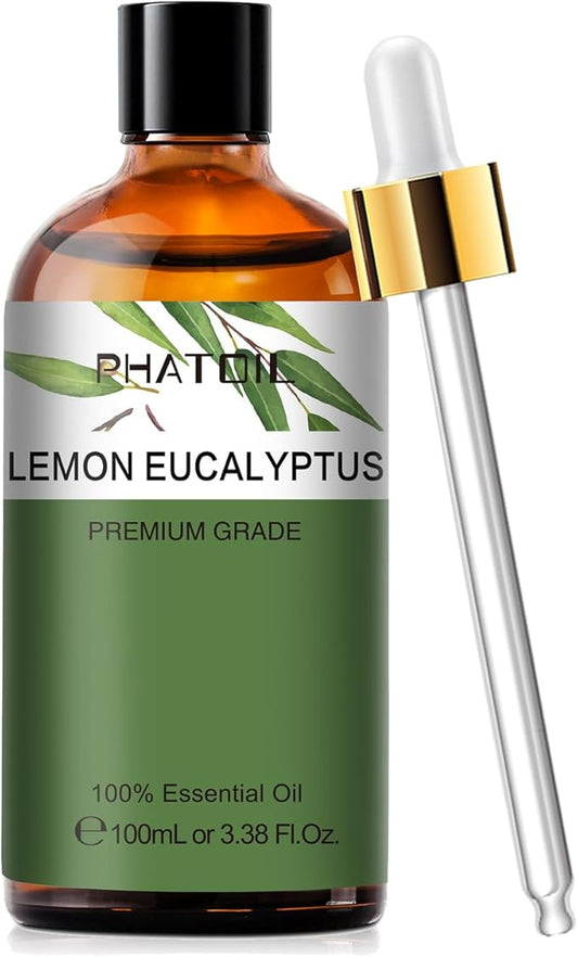 Lemon Eucalyptus 3.38fl.oz Essential Oil, PHATOIL Aromatherapy Essential Oils for Diffuser, Humidifier, Perfect for DIY Soap, Candle, Bath Bombs Making(100ml)