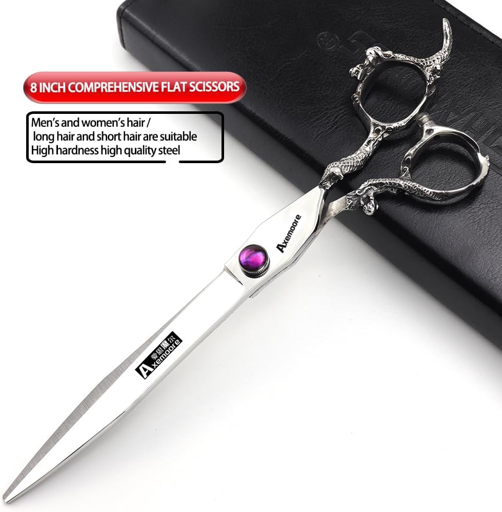 6/7/7.5/8/9 inch scissors silver professional hairdresser hair cut and trim diluted sharp 440C steel (8 inch flat shear-B)