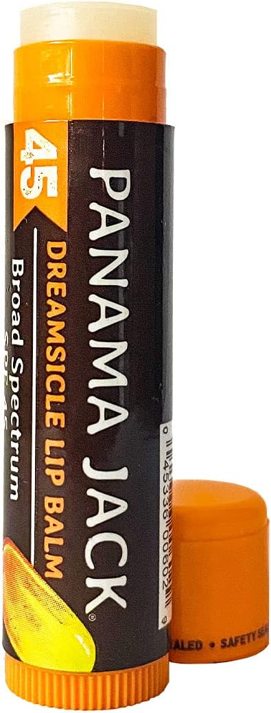 Panama Jack Sunscreen Lip Balm - SPF 45, Flavor Pack, Broad Spectrum UVA-UVB Sunscreen Protection, Prevents & Soothes Dry, Chapped Lips (Dreamsicle/Vanilla)