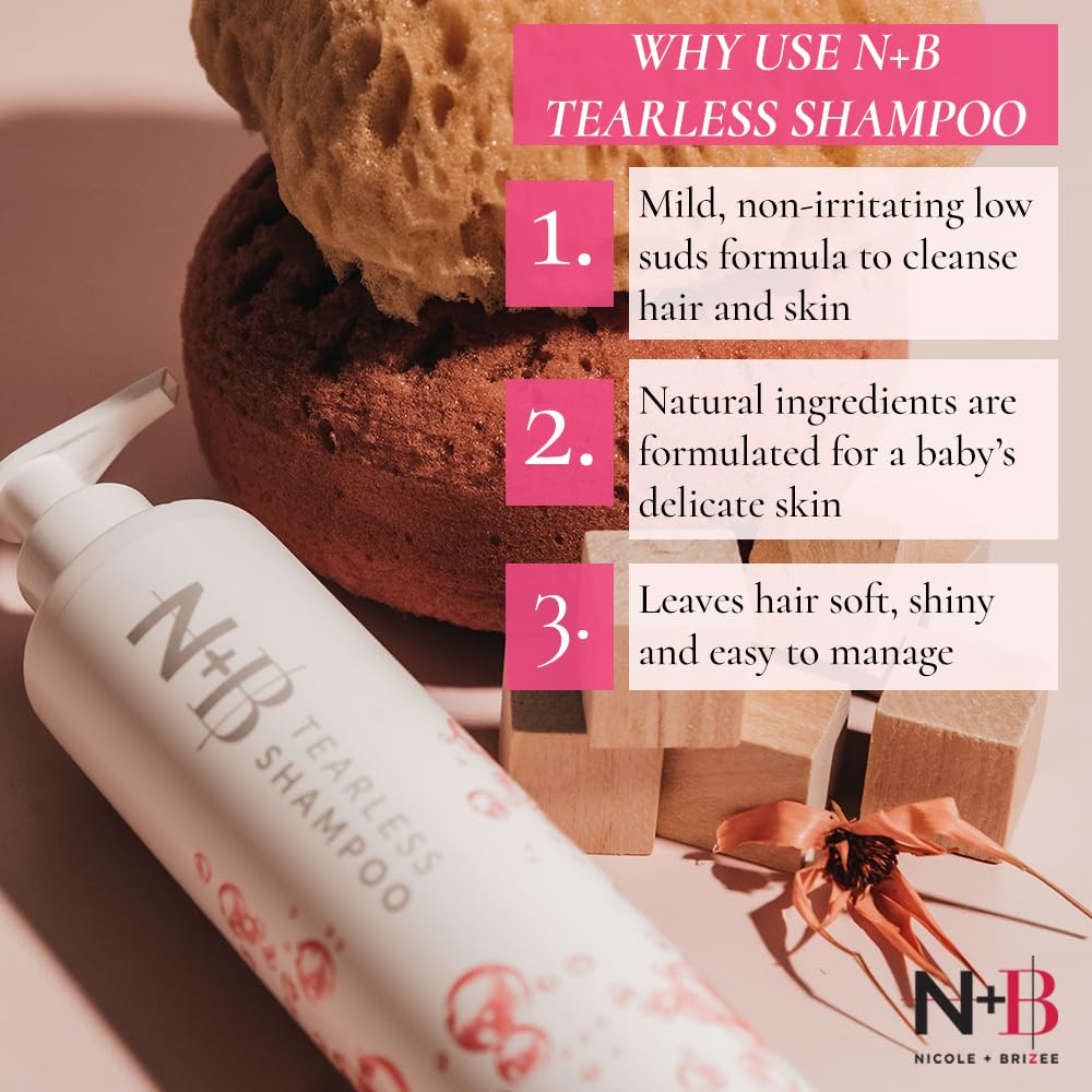 Nicole + Brizee N+B Tearless Collection | Gentle Tear Free Formula | Safe for ALL Ages | Certified Organic Ingredients | USA Made (Shampoo)