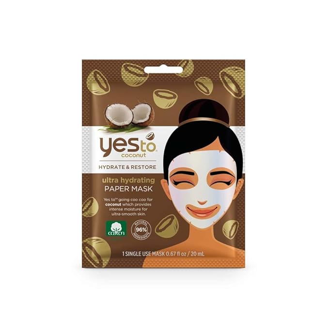 Yes to Coconut Ultra Hydrating Paper Mask, 0.67 Fl Oz