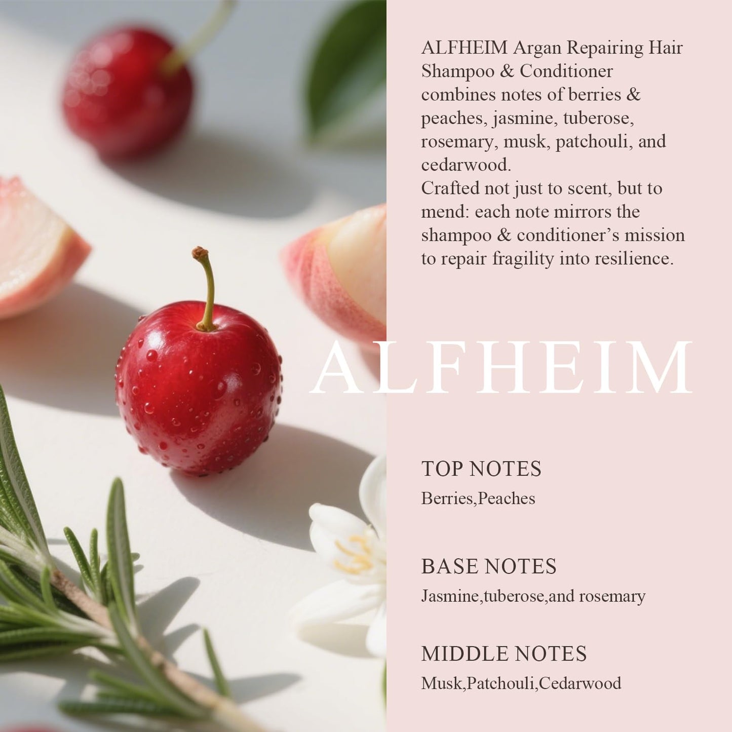 ALFHEIM Argan+ Repairing Shampoo & Conditioner Set for Dry, Damaged & Frizzy Hair with Argan Oil, Keratin, Oat Protein – Deep Repair, Moisture & Shine – Color Safe, Sulfate Free – 18 oz × 2