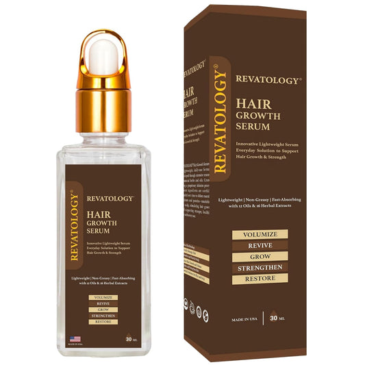 REVATOLOGY Hair Growth Serum and Leave-in Conditioner for Adults (Made in USA) Daily Use Formula 30 Oils and Herbal extracts Boosts Regrowth & Strengthens Roots | Cruelty & Chemical Free