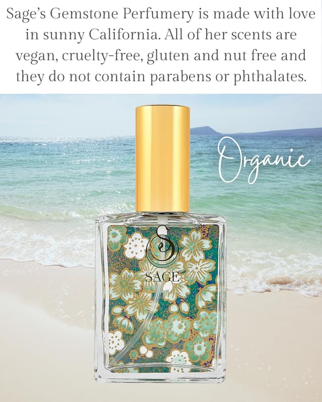 Sage Organic Perfume Spray by Sage- 2 oz, Vegan & Cruelty-Free, Fresh Scent, Cucumber, White Sage, Sweet Pea - Made in USA