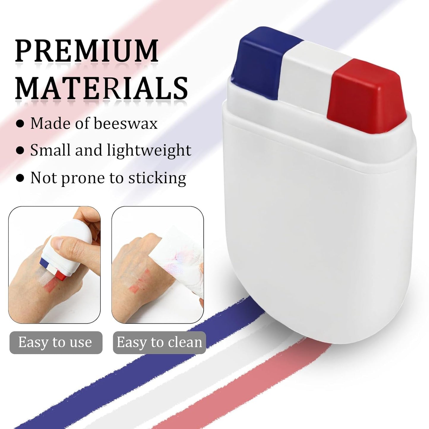 2Pcs Patriotic Face Paint Sticks, Red White Blue USA Flag Face Paint Stick Softball Baseball Sports Face Paint 4th of July USA Independence Day Body Paint for Athletes, Adults & Kids