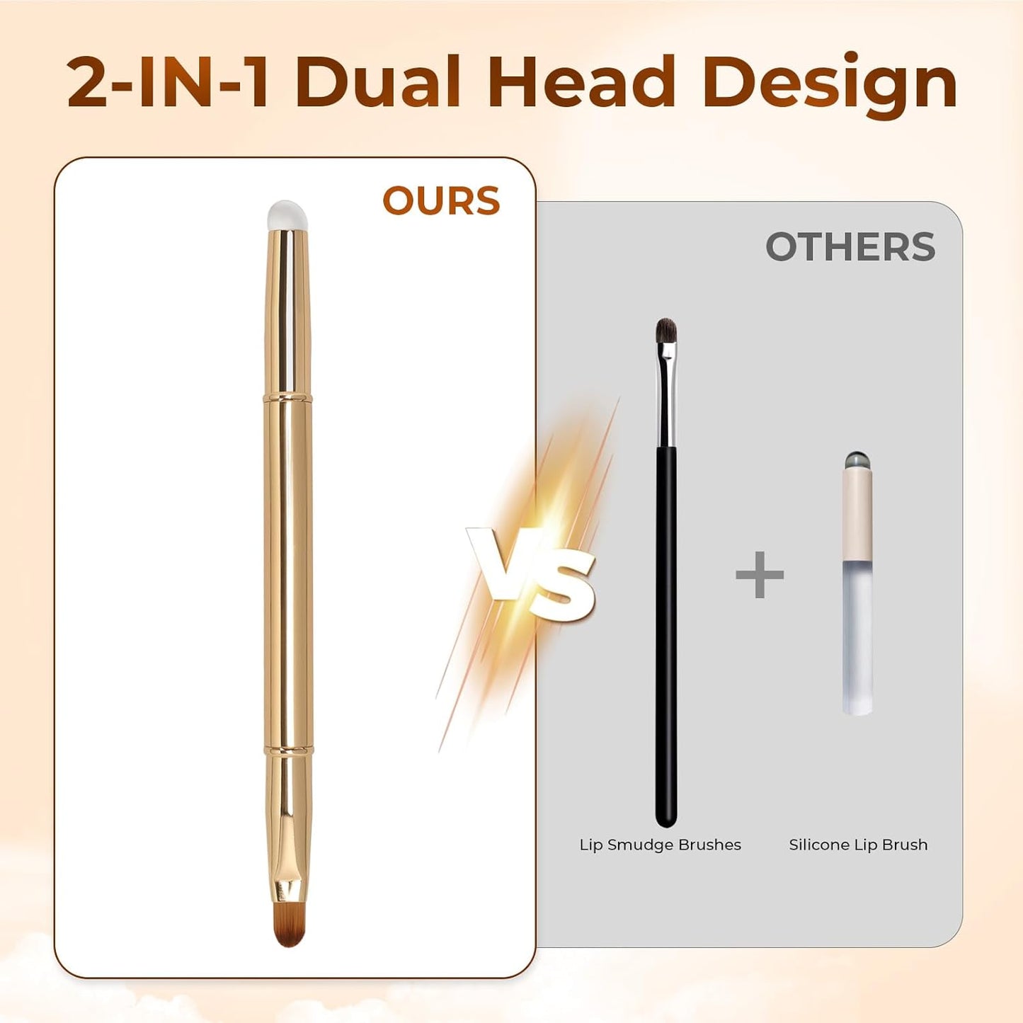 Unaone 2Packs Lip Brush for Lipstick, Dual-Ended Silicone & Bristle Tips Lip Makeup Brush, Lipstick Brush for Lip Gloss