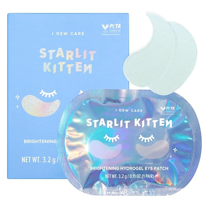 I DEW CARE Hydrogel Eye Patch - Starlit Kitten | Korean Under Eye Patches for dark circles and puffy eyes, Smooths Puffy Eyes, Eye wrinkle patches, Dermatologically Tested, (5 EA)